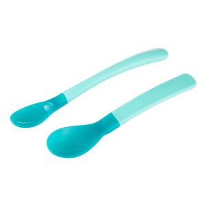 Пластмасови термосензорни лъжички  Canpol babies, 4м+, 2 бр., тюркоаз