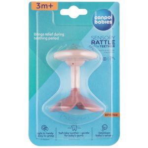 Сензорна дрънкалка с чесалка Canpol babies, 0м+, розова