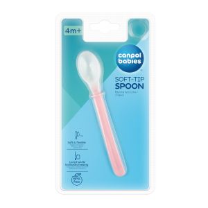 Силиконова лъжичка за хранене, Canpol babies, 4м+, розова