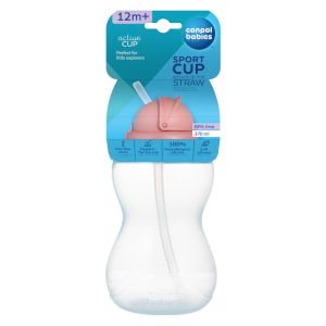 Нетечащо шише с мека сламка Canpol babies, синьо, 370 мл, 12м+