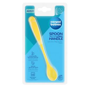 Лъжица с дълга дръжка, Canpol babies, 4м+, жълта
