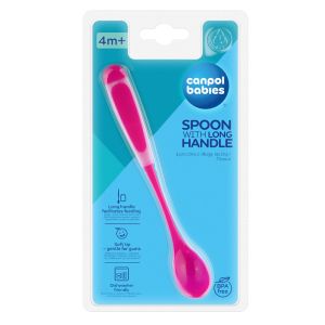 Лъжица с дълга дръжка, Canpol babies, 4м+, розова