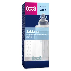 Стъклено шише Lovi Botanic, 250 мл, 3м.+