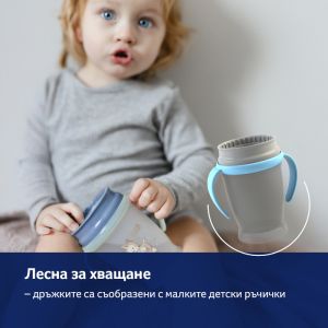 Неразливаща се чаша с дръжки 360 Lovi, N&D Rabbit, 250 мл, 9м+