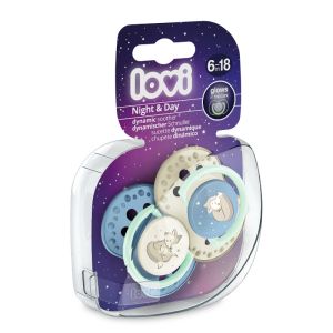 Силиконови залъгалки Night&Day, Lovi, 2бр, 6-18 м