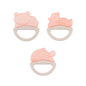 Силиконова чесалка с дрънкалка Canpol babies, корал, 0м+