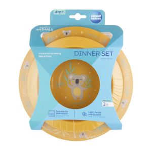 Комплект за хранене Canpol babies, EXOTIC ANIMALS, 2 части, жълт