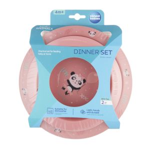 Комплект за хранене Canpol babies, EXOTIC ANIMALS, 2 части, розов