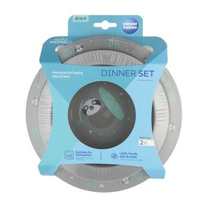 Комплект за хранене Canpol babies, EXOTIC ANIMALS, 2 части, сив