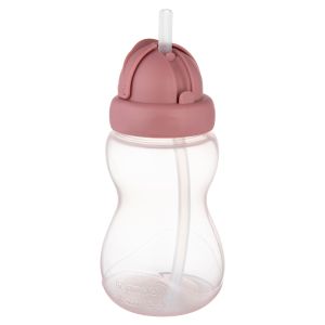 Шише с мека сламка и капаче, Canpol babies, розово, 270мл, 12м+