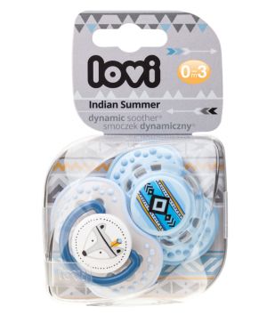 Силиконова залъгалка Lovi, Folky, 2 бр, сини, 6-18 м