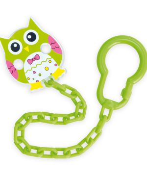 Клипс за залъгалка със синджир Canpol babies, Owls, син с червено