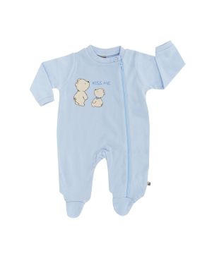 Пижамка - гащеризонче с дълъг ръкав и ританки Jacky baby, светло синя