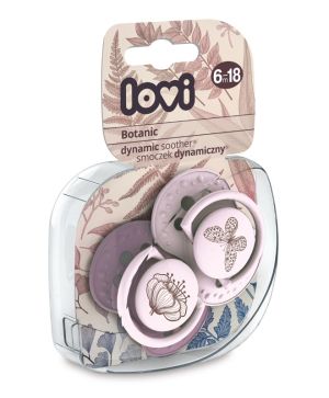 Силиконова динамична залъгалка 2 бр. LOVI, Botanic,  3-6 м, розова