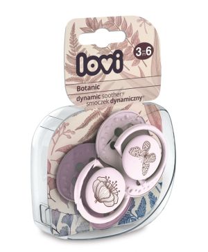 Силиконова динамична залъгалка 2 бр. LOVI, Botanic,  6-18 м, розова