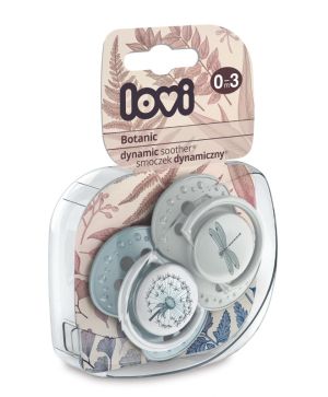 Силиконова динамична залъгалка 2 бр. LOVI, Botanic,  3-6 м, синя
