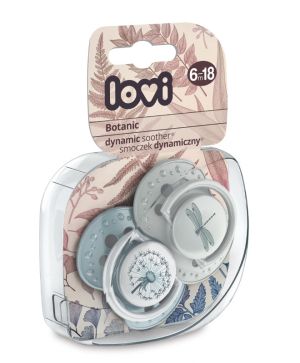 Силиконова динамична залъгалка 2 бр. LOVI, Botanic,  3-6 м, синя